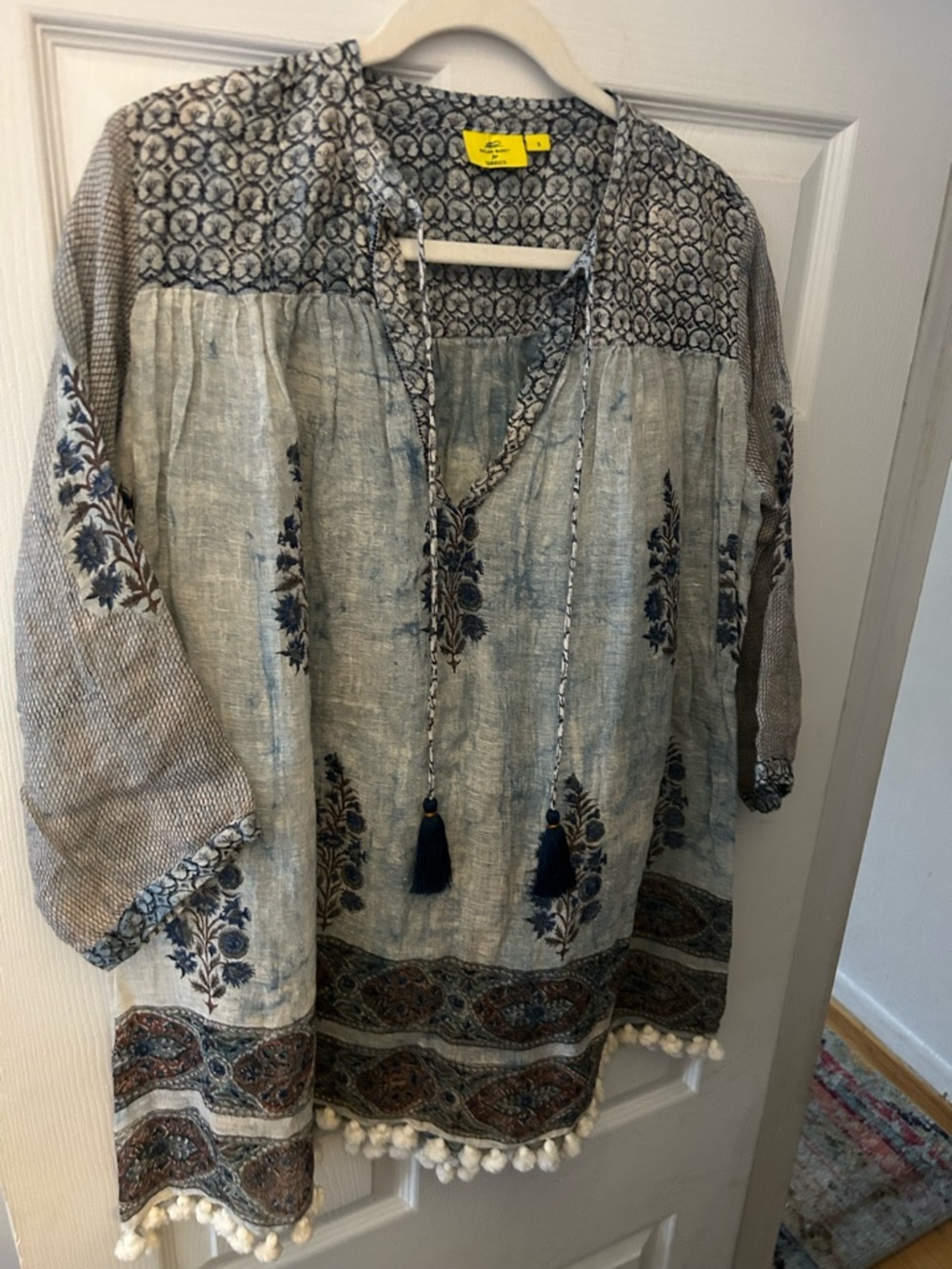 Roller Rabbit Blue Patterned Shirt with Navy Motif